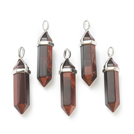 Dyed & Heated Natural Red Tiger Eye Pointed Pendants G-M378-01P-A20-1