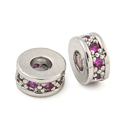 Rack Plating Brass Micro Pave Cubic Zirconia Spacer Beads KK-F089-39B-P02-1