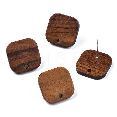Walnut Wood Stud Earring Findings MAK-N032-019-1