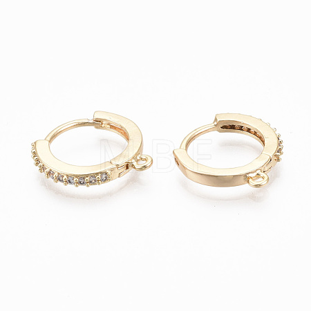 Brass Micro Pave Cubic Zirconia Huggie Hoop Earring Findings KK-T063-013-NF-1