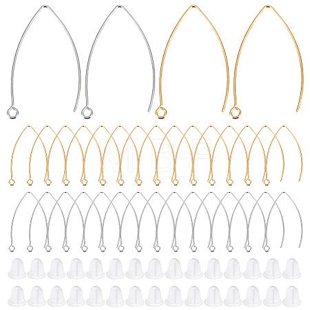 60Pcs 2 Colors 304 Stainless Steel Earring Hooks STAS-BBC0004-47-1