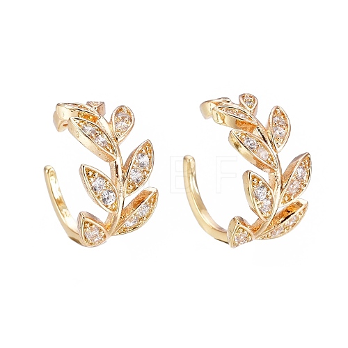 Brass Micro Pave Clear Cubic Zirconia Cuff Earrings EJEW-I249-11G-1