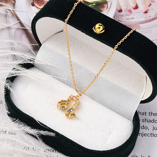 925 Sterling Silver Colorful Cubic Zirconia Constellation Pendant Cable Chain Necklaces for Women STER-R009-01G-09-1