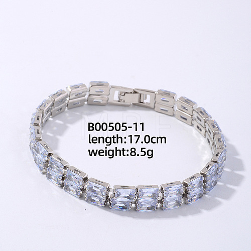 Brass Rhinestone 2-Strand Rectangle Link Bracelets for Women XO6953-7-1