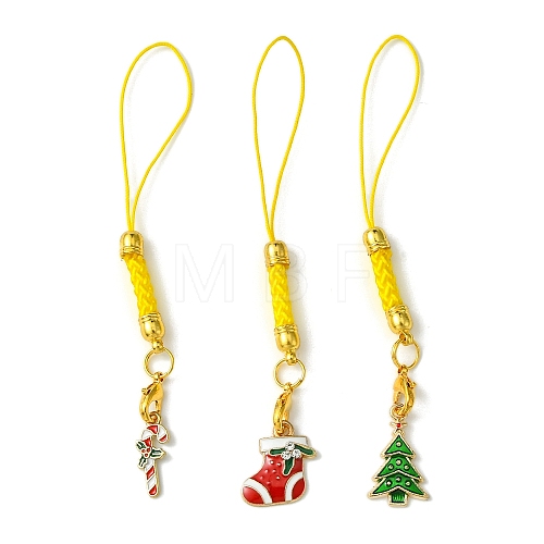 Christmas Theme Polyester with Alloy Enamel Mobile Straps HJEW-JM02213-1