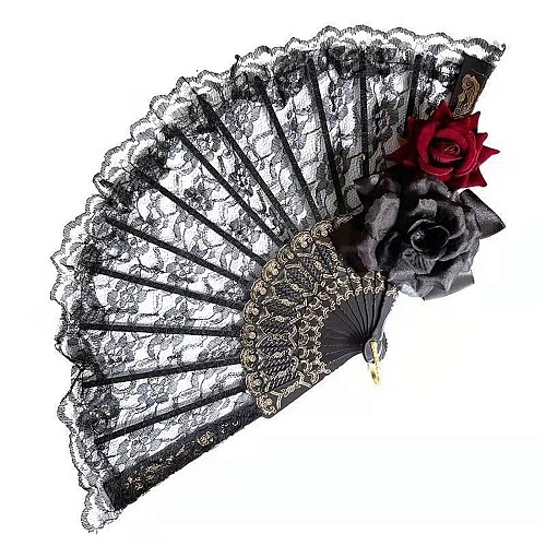 Plastic Lace Vintage Folding Fans PW-WG00BE2-01-1