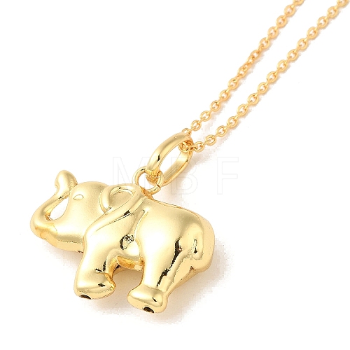 Elephant Pendant Necklaces NJEW-G082-01D-G-1