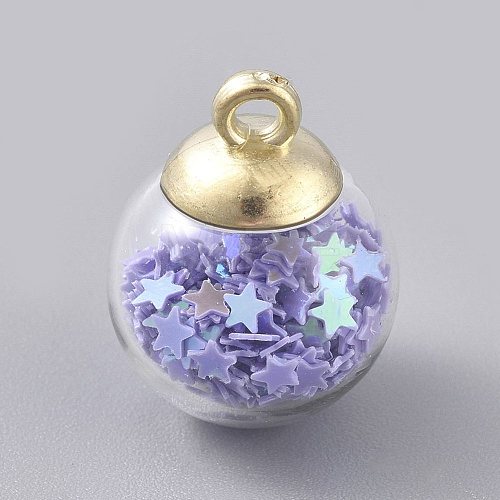 Glass Ball Pendants GLAA-WH0015-26L-1