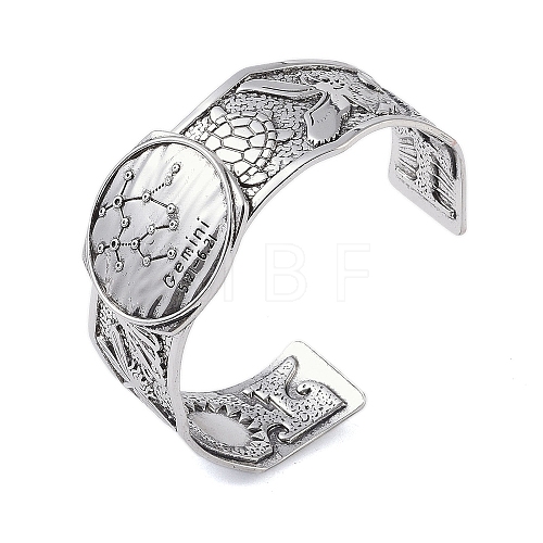 Constellation Alloy Open Cuff Bangles for Women Men BJEW-C064-01AS-06-1