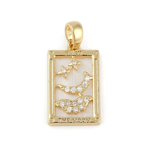 Brass Clear Rhinestone Pendants KK-M002-01G-1