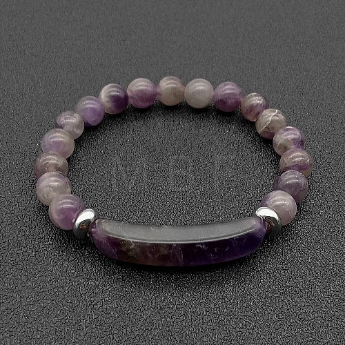 Natural Amethyst Bead Stretch Bracelets for Women Men MZ7269-07-1