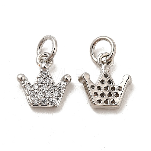 Rack Plating Brass Micro Pave Clear Cubic Zirconia Pendants KK-E081-14P-1