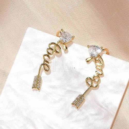 Brass Micro Pave Clear Cubic Zirconia Stud Earrings EJEW-M077-11G-1