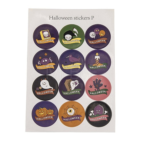 Halloween Theme Plastic Stickers STIC-C009-01K-1