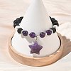 Natural Amethyst & Lava Rock & Shell Pearl Charm Bracelets BJEW-JB13705-01-2