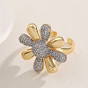 Brass Micro Pave Clear Cubic Zirconia Cuff Open Rings WG25CE0-03-1