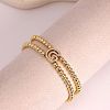 Brass Micro Pave Clear Cubic Zirconia Beads Double Strands Stretch Bracelets for Women FS-WGC7159-07-1