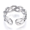 Non-Tarnish 304 Stainless Steel Wave Open Cuff Ring RJEW-N040-36-3