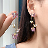 Butterfly Alloy Rhinestone Dangle Stud Earrings FS-WG259EB-01-2