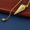 Rack Plating Brass Cone Dowsing Pendulum Pendants AJEW-G064-01G-3