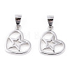 Rhodium Plated 925 Sterling Silver Heart with Star Pendants STER-T007-50P-1