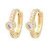 Flat Round Brass Micro Pave Clear Cubic Zirconia Hoop Earrings EJEW-D348-28G-2