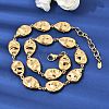 316L Surgical Stainless Steel Textured Flat Teardrop Link Chain Necklaces NJEW-D297-03G-1