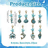 27Pcs 9 Styles Ocean Theme Alloy Pendant Decorations HJEW-CA00098-2