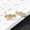 Sea Horse Brass Micro Pave Cubic Zirconia Ear Studs EJEW-D304-38G-1