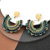 304 Stainless Steel & Bohemian Beaded Fan Dangle Stud Earrings for Women EJEW-R001-05G-01-1