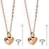 2Pcs 304 Stainless Steel Heart Urn Ashes Necklaces NJEW-CN0001-27-1
