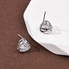 Brass Micro Pave Clear Cubic Zirconia Stud Earrings EJEW-C174-02A-P-3