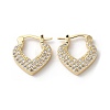 Brass with Cubic Zirconia Heart Hoop Earrings EJEW-K247-07G-1
