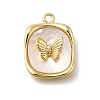 Brass Pave Natural White Shell Pendants KK-U061-07G-1