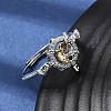 Brass Micro Pave Cubic Zirconia Finger Rings CU-CBA260E-09P-2