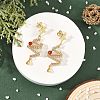 Natural Agate & Natural Green Aventurine Beads Dangle Stud Earrings EJEW-TA00826-1
