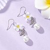 Flower with Moon Alloy Plastic Dangle Earrings EJEW-JE06820-2