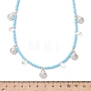 Boho 304 Stainless Steel Shell Shaped Pendant Glass Seed Beaded Necklaces NJEW-MZ00147-01-3