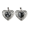 Natural Snowflake Obsidian Peach Love Heart Pendants G-G158-01G-1