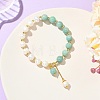 Round Natural Amazonite & Cultured Freshwater Pearl Beaded Charm Bracelets BJEW-JB14061-01-1