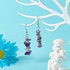 Natural Amethyst Chip Beads Dangle Earrings EJEW-JE04649-05-2