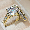 2Pcs 2 Styles Brass Micro Pave Clear Cubic Zirconia Finger Rings for Women WGF1148-06-1