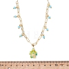 Ocean Synthetic Turquoise Sea Turtle Pendant Brass Mixed Chain Necklaces with Blue Glass for Women NJEW-JN06068-3