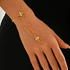 Brass and Imitation Pearl Rhombus Hand Chain Ring Bracelets for Wedding and Formal Occasions PL2023-1-3