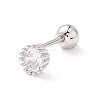 Flat Round Clear Cubic Zirconia Stud Earrings for Women EJEW-A065-04P-1