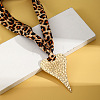 Cloth Leopard Print Scarf Necklaces with Alloy Pendant FS-WG91A7A-13-1