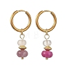 Natural White Jade & Pink Zebra & Red Jasper & Sodalite Beads Hoop Earring EJEW-JE07324-4