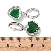 Valentine's Day Heart Brass & Glass Hoop Earrings EJEW-Z164-23P-04-5