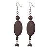 3 Pairs 3 Styles Wood Dangle Earrings EJEW-JE06996-3