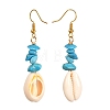 Natural Cowrie Shell Beads Dangle Earrings EJEW-JE04642-5